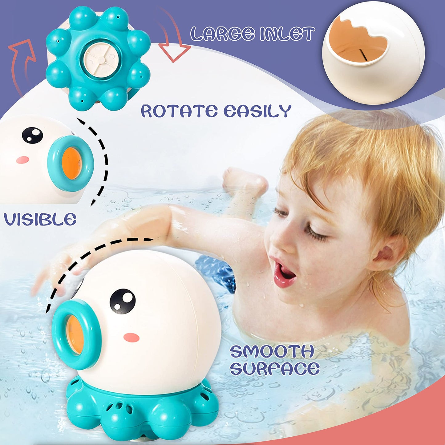Octopus Fountain Bath Toy Water Jet Rotating Shower Bathroom